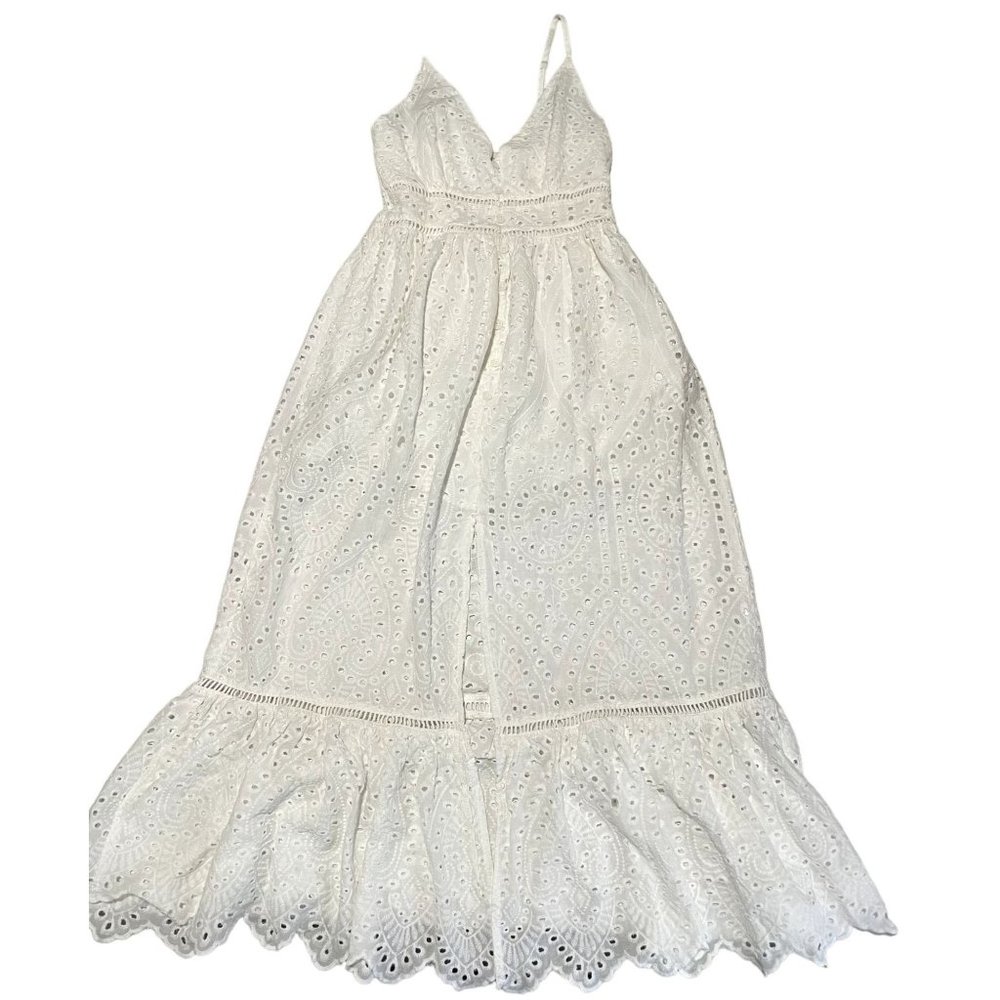 WHITE BIRCH MIDI DRESS W OPEN FRONT SLIT SIZE SMALL | T1